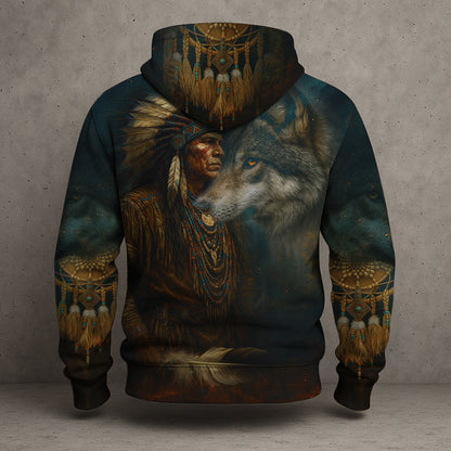 Native Spirit – Wolf & Chief All Over Print Hoodie