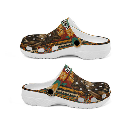 Custom Wolf Dreamcatcher Clogs - Boho Tribal Clogs for Animal Lovers