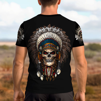 3D T-Shirt " Warrior Skull – Tribal Chief Headdress Edition
