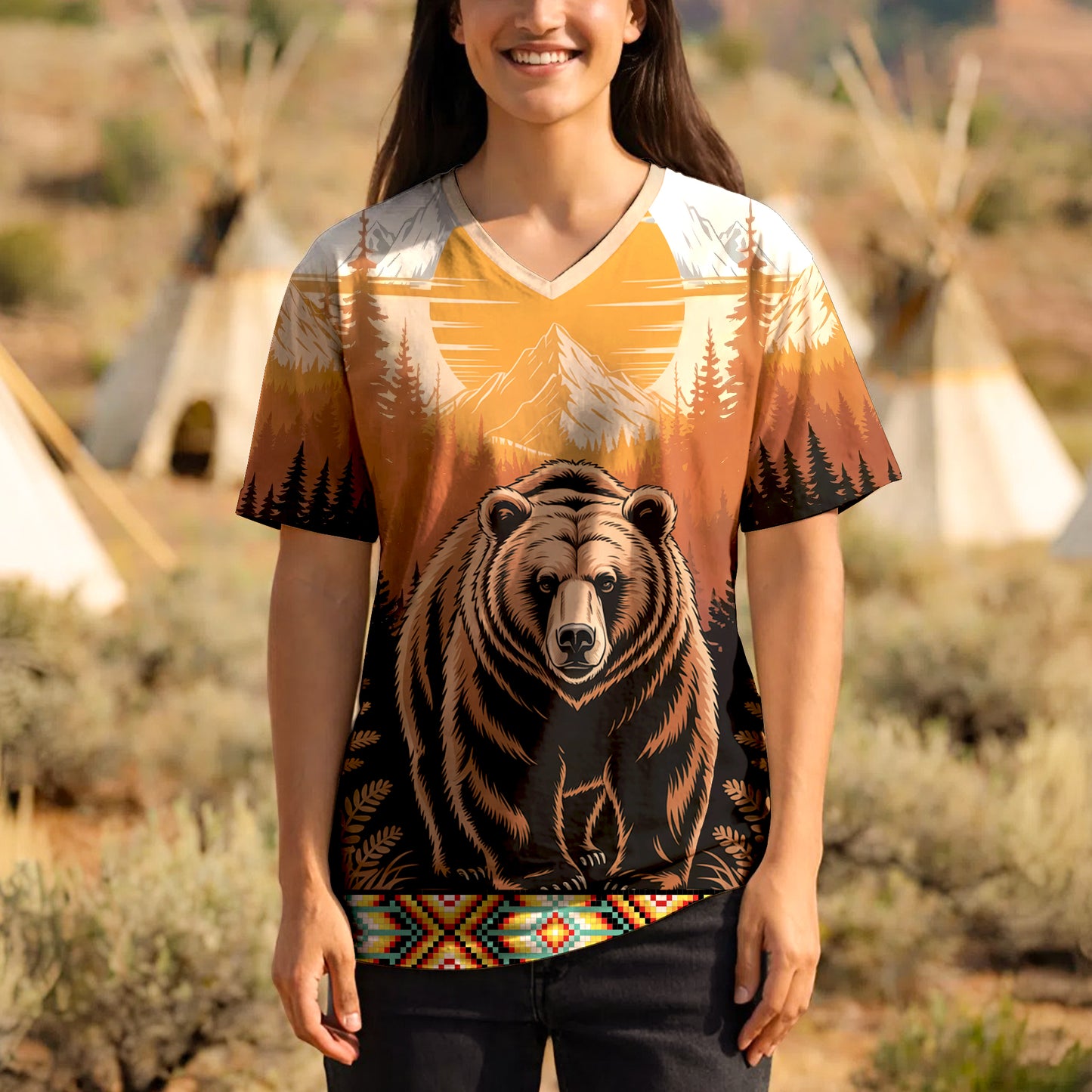 3D T-Shirt" Spirit of the Bear – A Symbol of Strength, Protection, and Native Heritage"