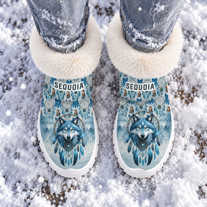 Personalized Snow Boots - Wolf Dreamcatcher Tribal Spirit & Personalized Native Gift