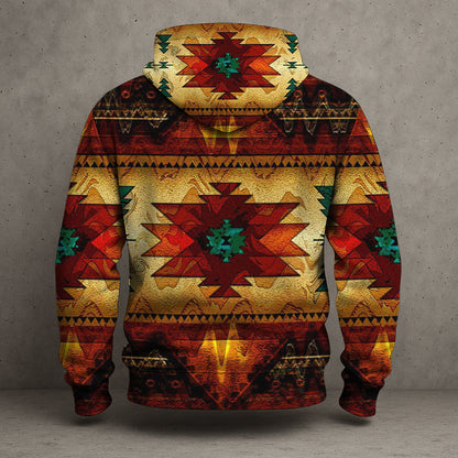 Native American 3D Hoodie – Tribal Geometric Pattern Southwestern Style