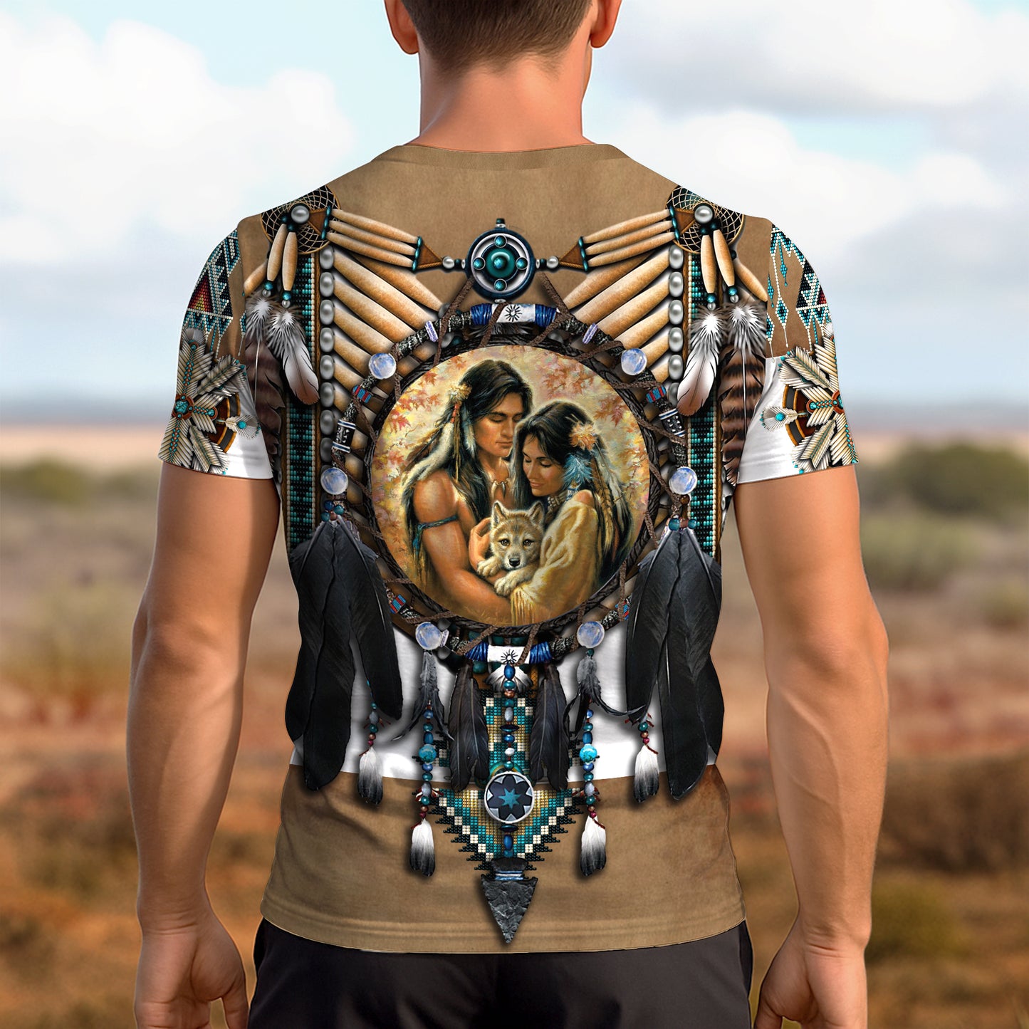 3D T-Shirt  "Feather Native Motifs"