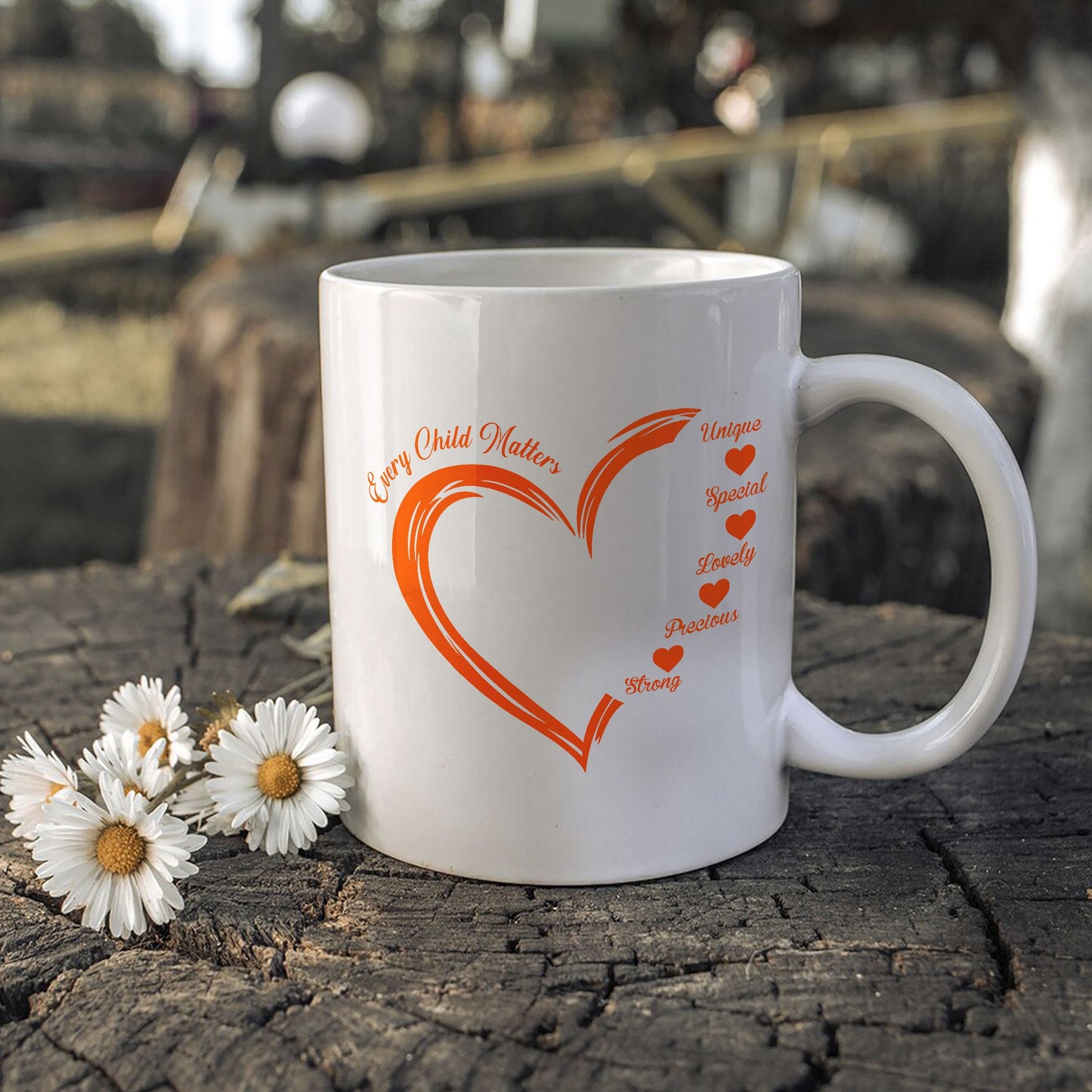 Every Child Matters Orange Heart Ceramic Coffee Mug - Native American Awareness Mug, Support for Indigenous Children