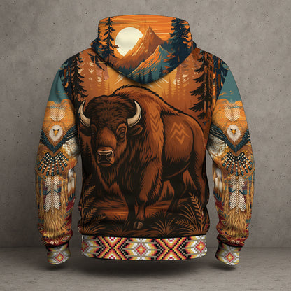 Native Heritage – The Chief Spirit Hoodie in Red & Blue, Symbol of Freedom and Pride