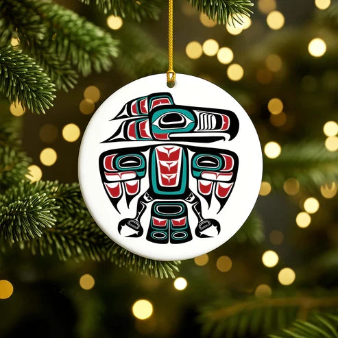 Native Bear Ceramic Ornament - Handcrafted Indigenous Art - Unique Holiday Decor