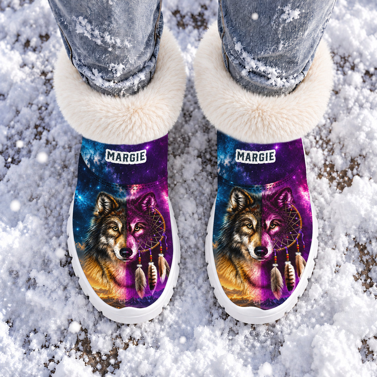 Personalized Snow Boots - Purple Blue Native Style Footwear, Unique Gift for Loved One