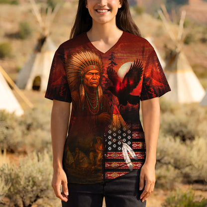 3D T-Shirt  "Echoes of the Ancestors – The Chief Spirit , Honoring Native Roots"