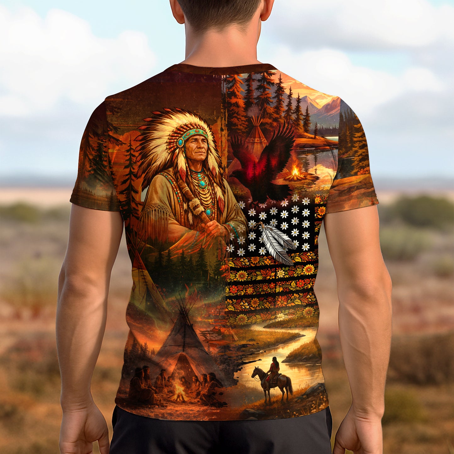 3D T-Shirt " No One Is Illegal on Stolen Land – Native American 3D Graphic T-Shirt