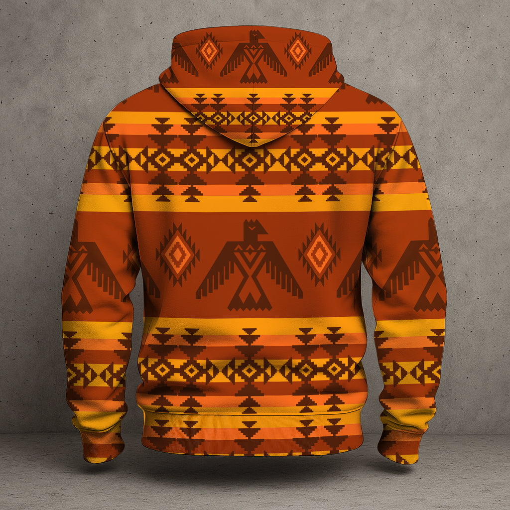 Native American Thunderbird Pattern 3D Hoodie – Southwestern Tribal Design