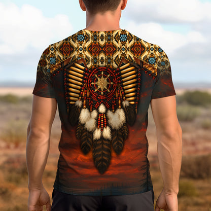 3D T-Shirt " Native Spirit Guardian – Sacred Bead & Feather Warrior"