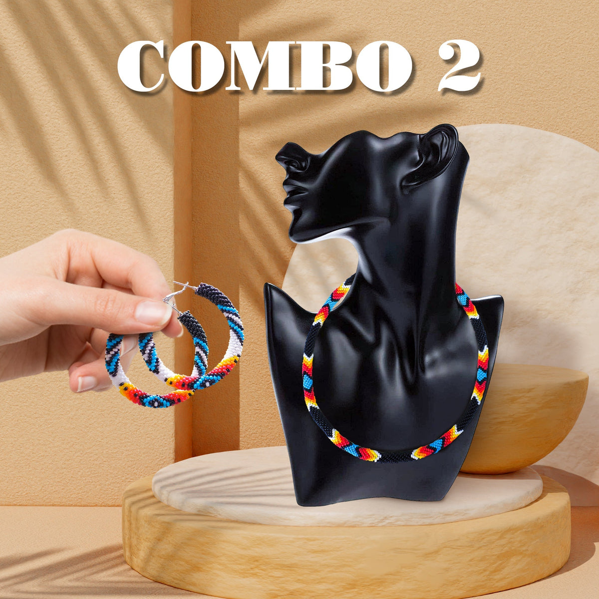 Handmade Dark Blue Pattern Beaded Earrings for Women