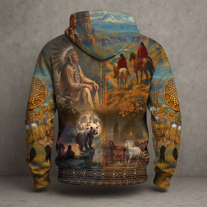 Nature Is My Religion Four Directions Sacred Circle – The Chief Spirit 3D Hoodie, Honoring Native Roots