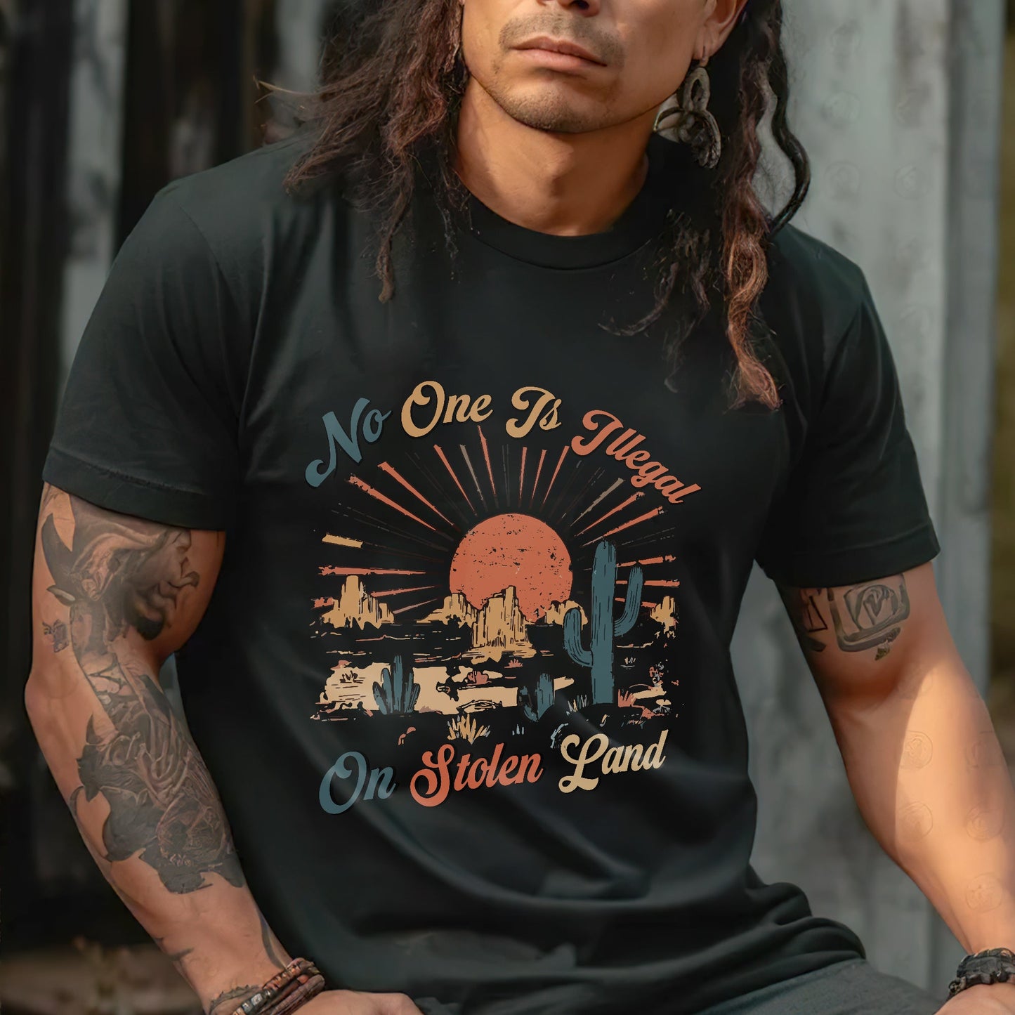 NO ONE IS ILLEGAL ON STOLEN LAND Style 12 - One Sides