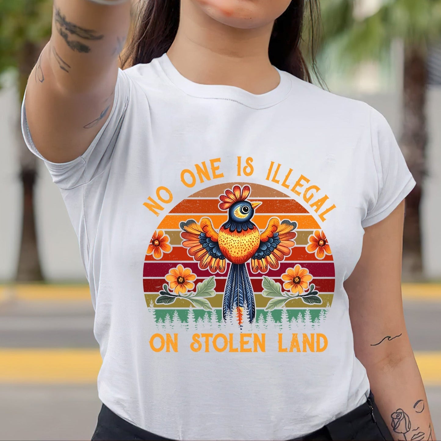 NO ONE IS ILLEGAL ON STOLEN LAND 25 - One sides - Unisex T-Shirt/T-Shirt V-Neck/Hoodie/Sweatshirt