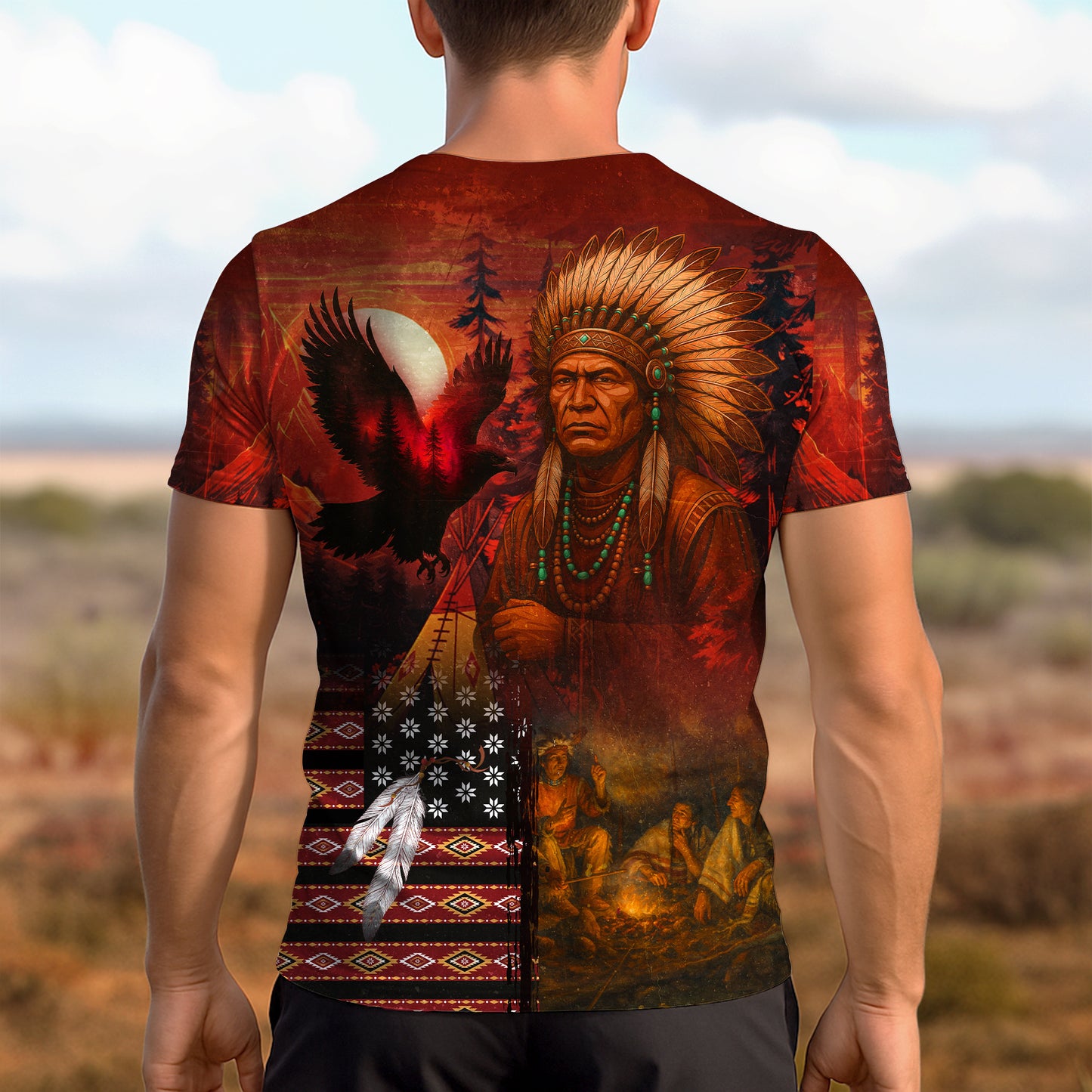 3D T-Shirt  "Echoes of the Ancestors – The Chief Spirit , Honoring Native Roots"