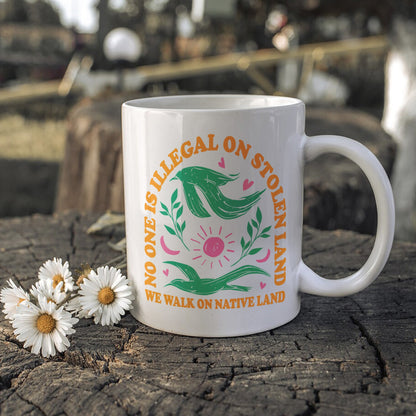 No One Is Illegal On Stolen Land. We Walk On Native Land Mug S17
