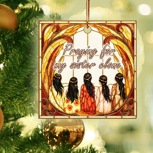 Sisters in Spirit – A Beautiful Ornament  Acrylic  Honoring Faith, Hope, and the Power of Family Connection