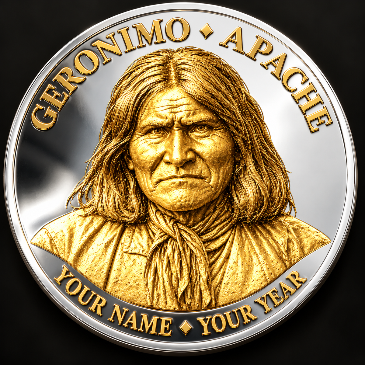 Geronimo Native American Medallion, Apache Historical Coin, Custom Name & Year Collectible