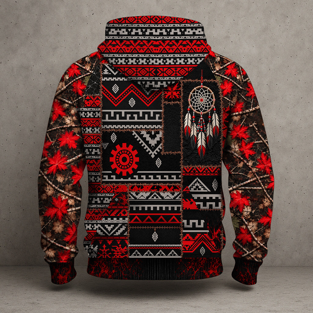 3D Hoodie Native American Dreamcatcher Hoodie, Red Black Tribal Wilderness Hoodie