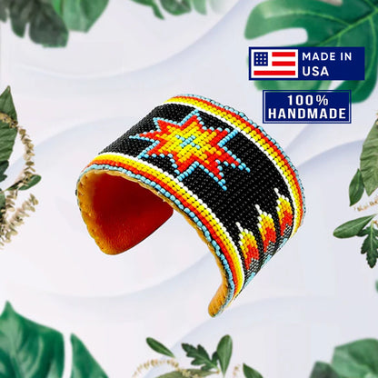 Native American Inspired Handmade Beaded Cuff Bracelet for Women