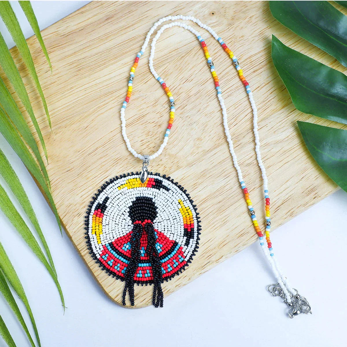 Handmade Beaded Handprint Necklace
