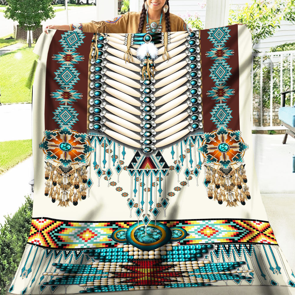 Turiquoise Native Indian Pattern Feather Soft and Warm Fleece Blanket