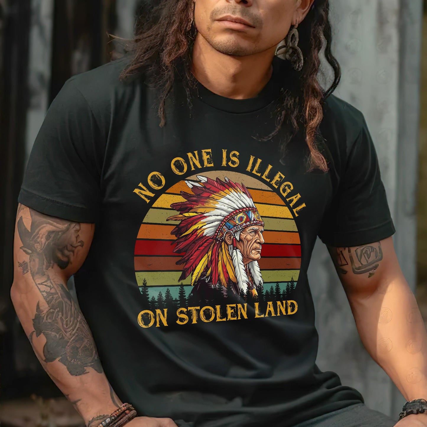 NO ONE IS ILLEGAL ON STOLEN LAND. WE WALK ON NATIVE LAND Style 6 - One Sides
