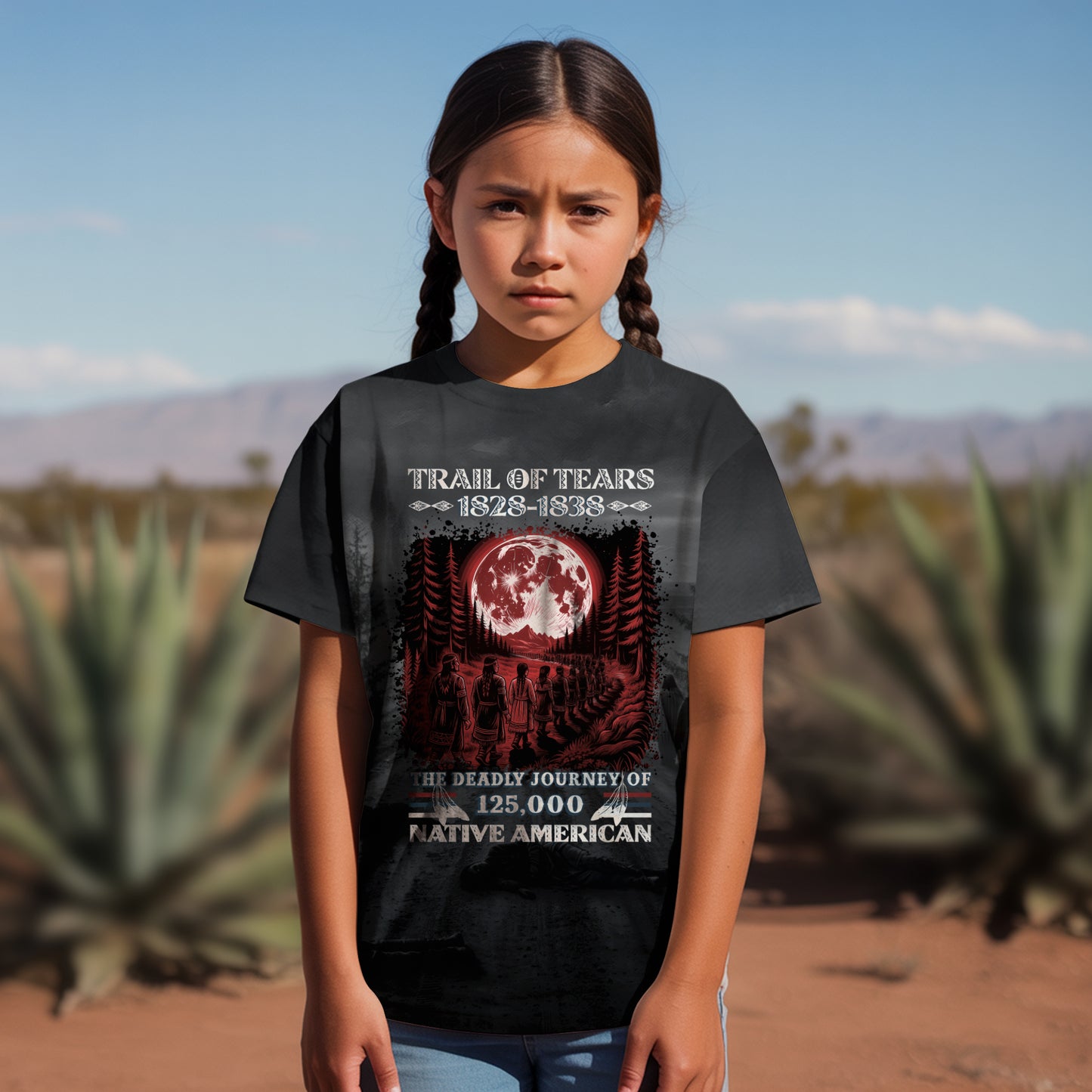 3D T-Shirt  "Trail Of Tears 1828 - 1838 125000 Native American Shirt Man Ride Horse