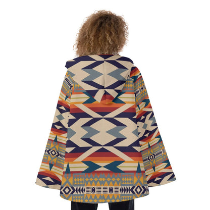 Fashion Women Pattern Button Coat Print Hooded Jacket Outerwear 06