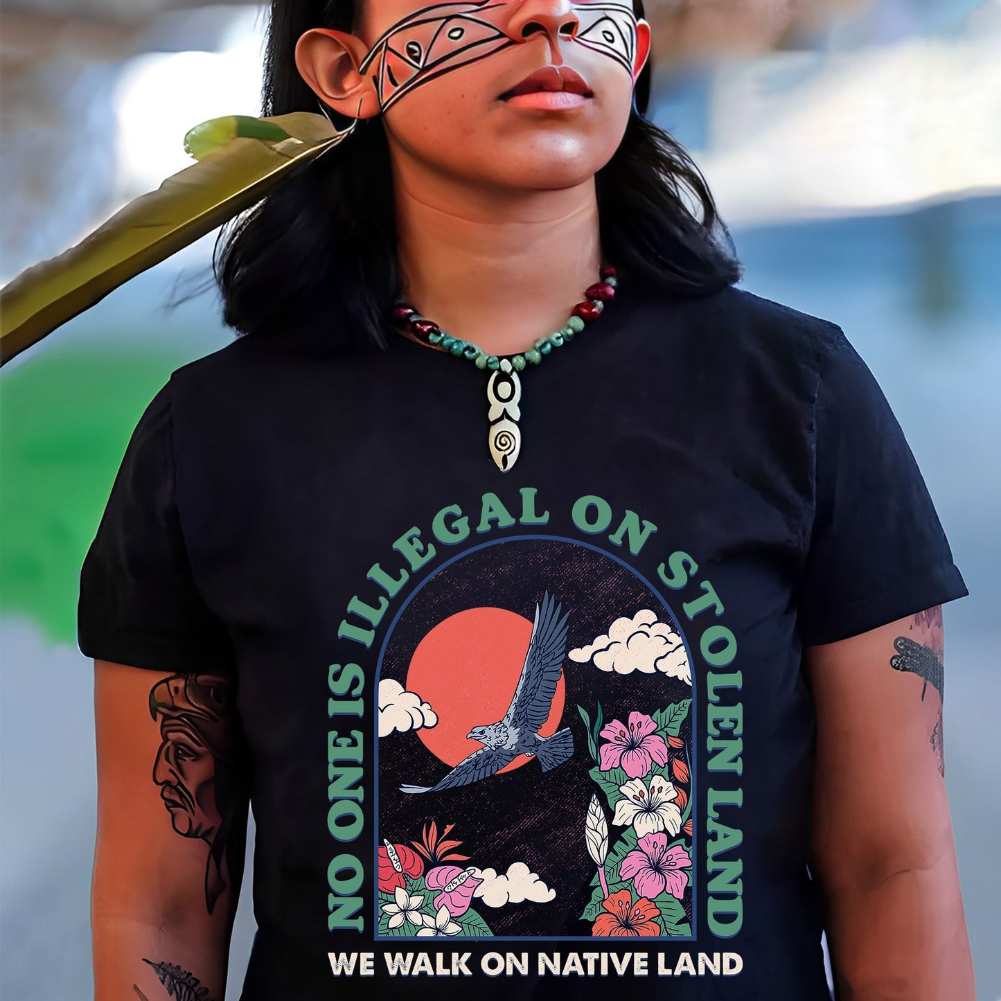 NO ONE IS ILLEGAL ON STOLEN LAND. WE WALK ON NATIVE LAND Style 5 - One Sides