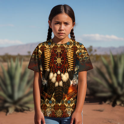 3D T-Shirt " Native Spirit Guardian – Sacred Bead & Feather Warrior"