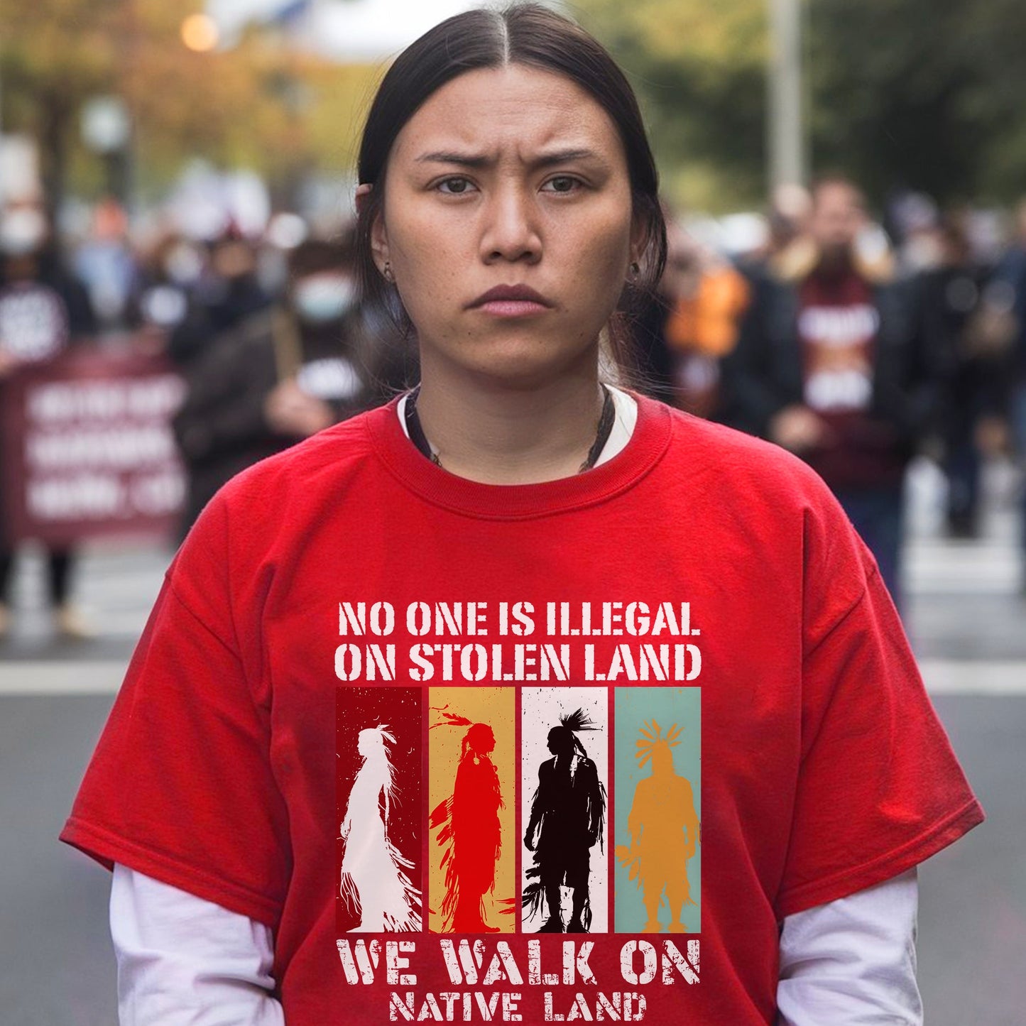 NO ONE IS ILLEGAL ON STOLEN LAND. WE WALK ON NATIVE LAND Style 8 - One Sides