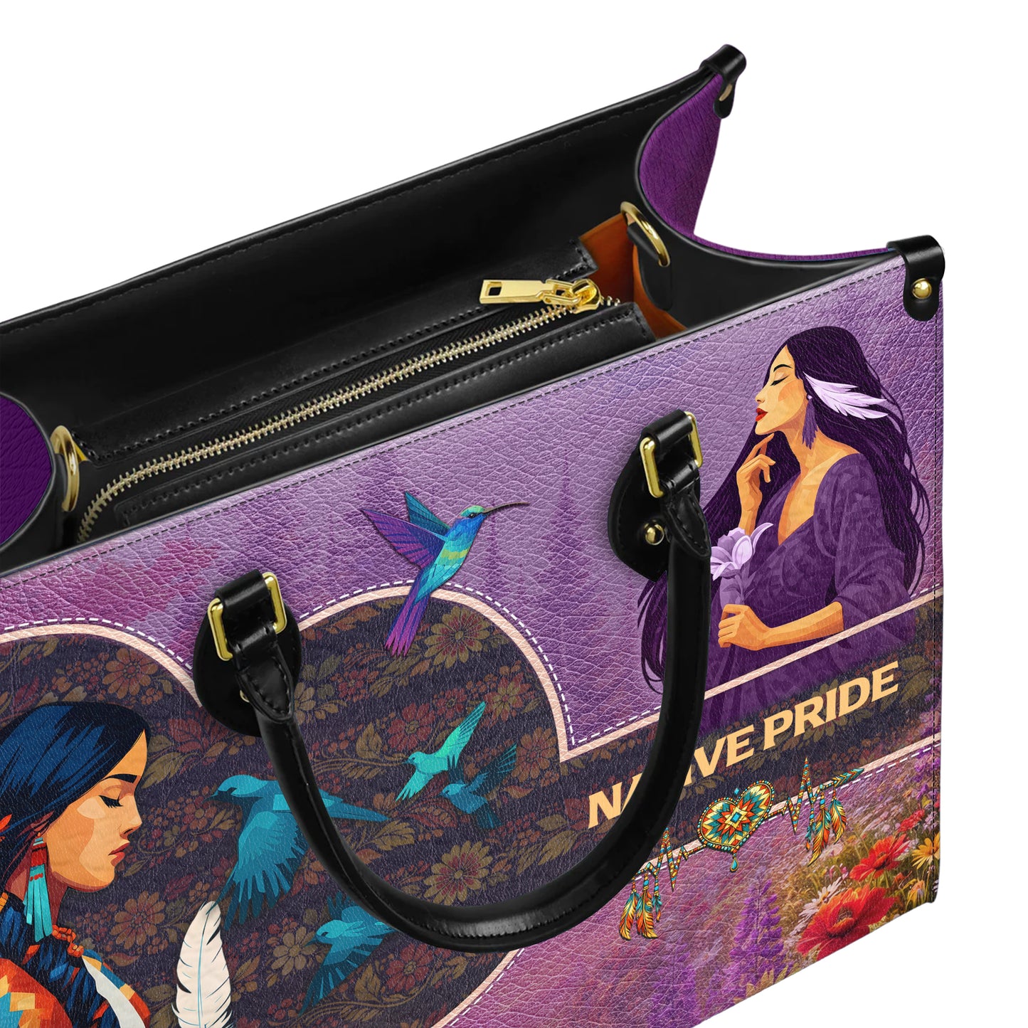 Native Pride Leather Handbag – Native American Art Tote Bag | Indigenous Heritage Gift for Women