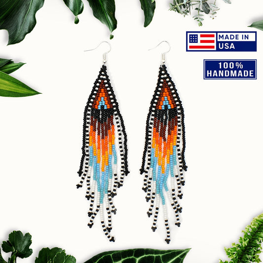 Sun Multi-Color Hook Beaded Handmade Earrings For Women