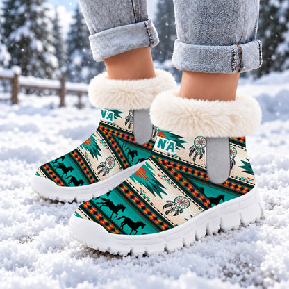 Personalized Snow Boots - Native Horse Pattern Dreamcatcher & Tribal Design, Family Gift