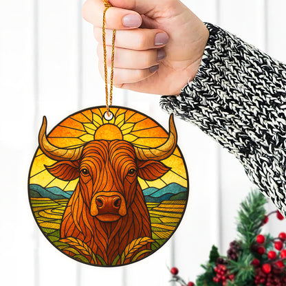 Sacred Buffalo Ornament Acrylic – Stained Glass Style Christmas Decor