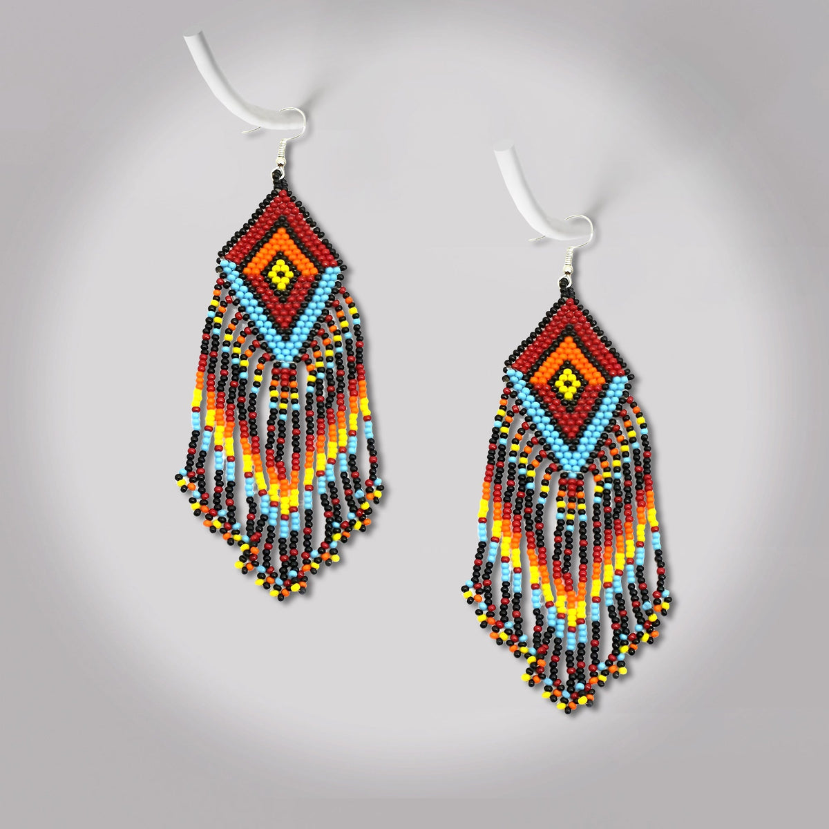 Native Style Multi-Color Long Beaded Handmade Earrings For Women