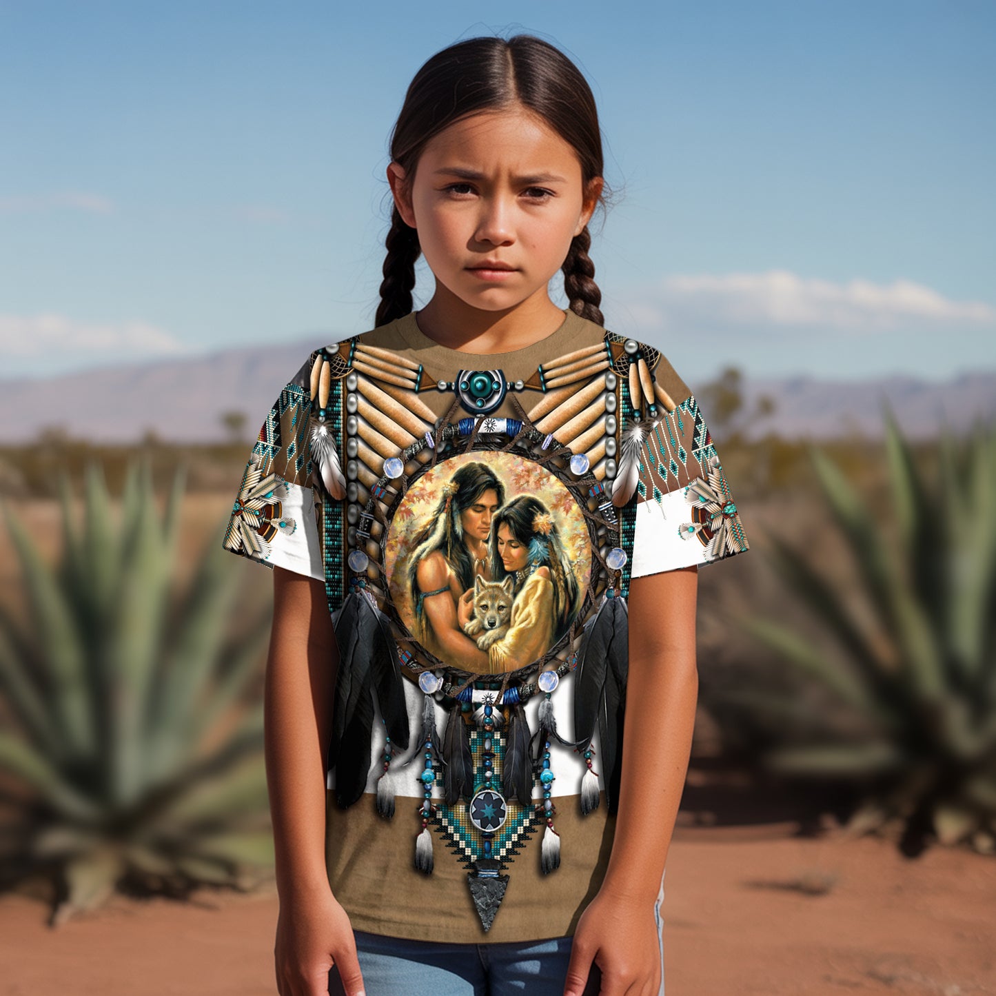 3D T-Shirt  "Feather Native Motifs"