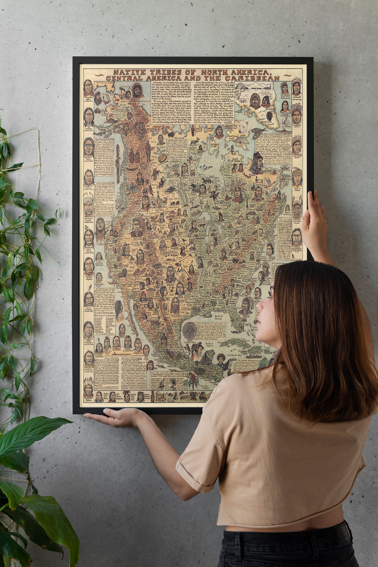 Native Tribes of North American central America and the Caribbean Maps Poster