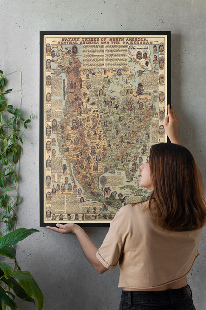Native Tribes of North American central America and the Caribbean Maps Poster