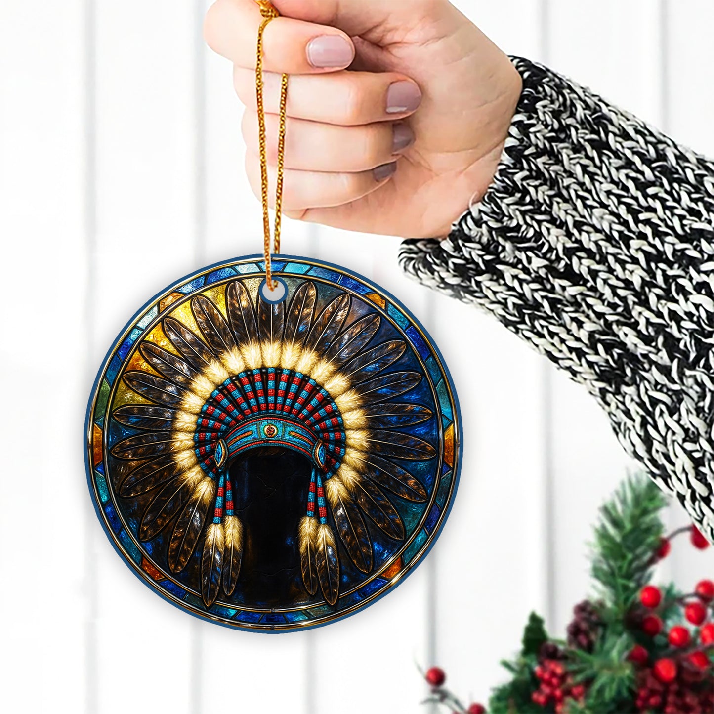 Spirit of the Chief – Native-Inspired Ornament  Acrylic  Symbolizing Wisdom, Leadership, and the Power of Legacy