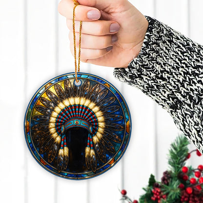 Spirit of the Chief – Native-Inspired Ornament  Acrylic  Symbolizing Wisdom, Leadership, and the Power of Legacy