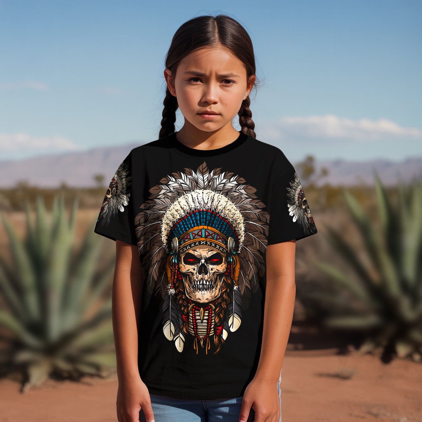 3D T-Shirt " Warrior Skull – Tribal Chief Headdress Edition