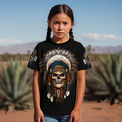 3D T-Shirt " Warrior Skull – Tribal Chief Headdress Edition