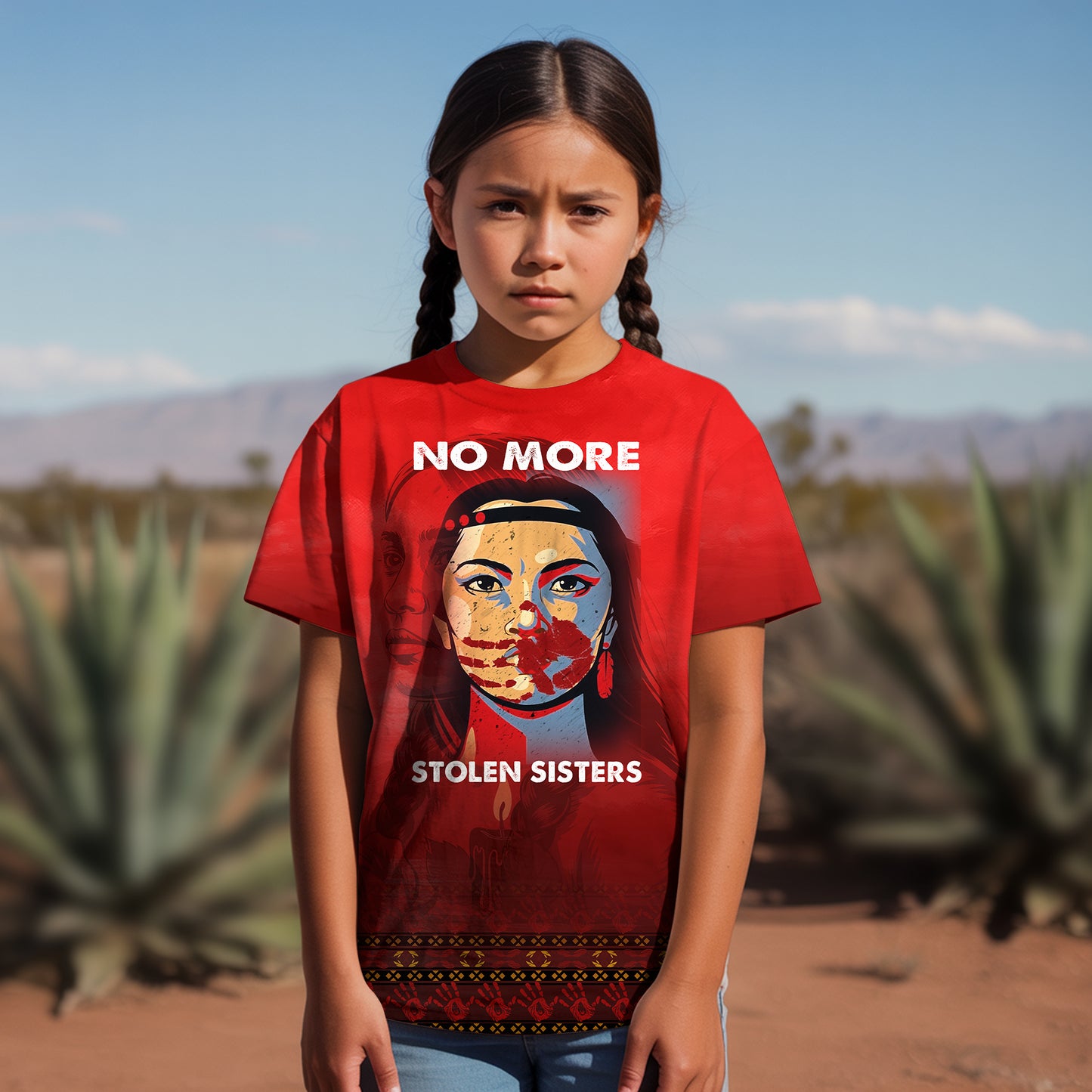 3D T-Shirt - MMIW No More Stolen Sisters Red Hand