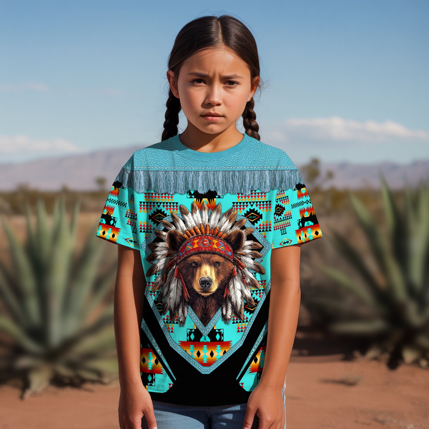 3D T-Shirt" Native American Spirit Bear– Bold 3D Tribal Streetwear"