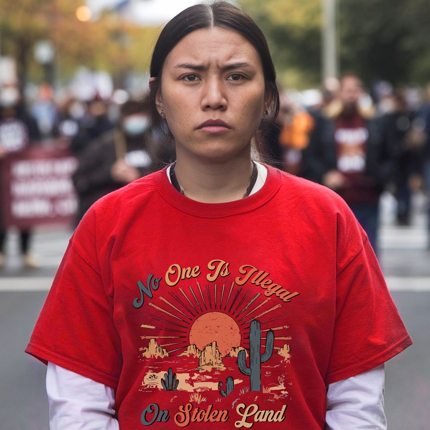 NO ONE IS ILLEGAL ON STOLEN LAND Style 12 - One Sides