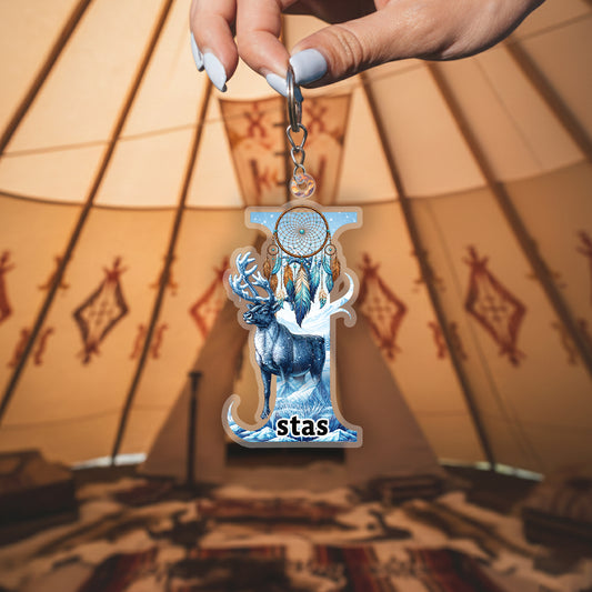 Letter I Native American Keychain