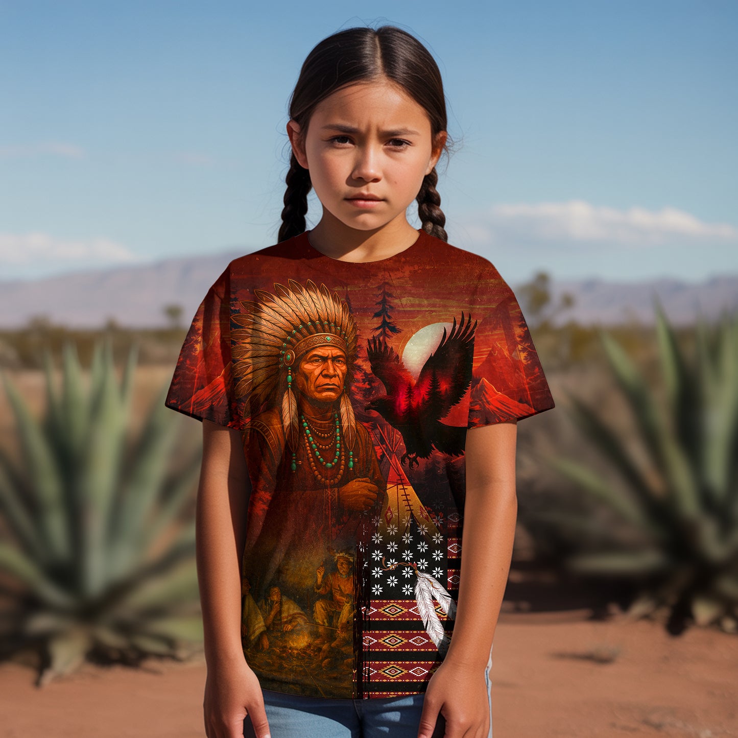 3D T-Shirt  "Echoes of the Ancestors – The Chief Spirit , Honoring Native Roots"